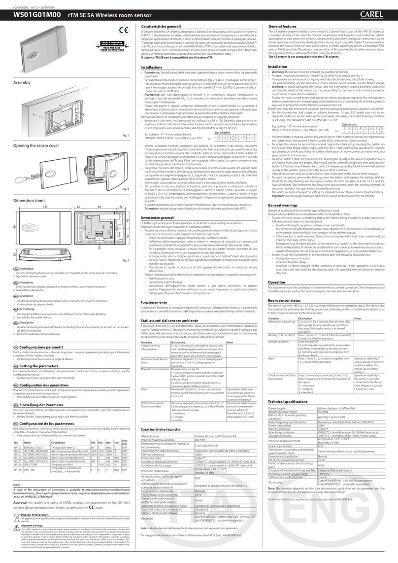 Carel WS01G01M00 User manual
