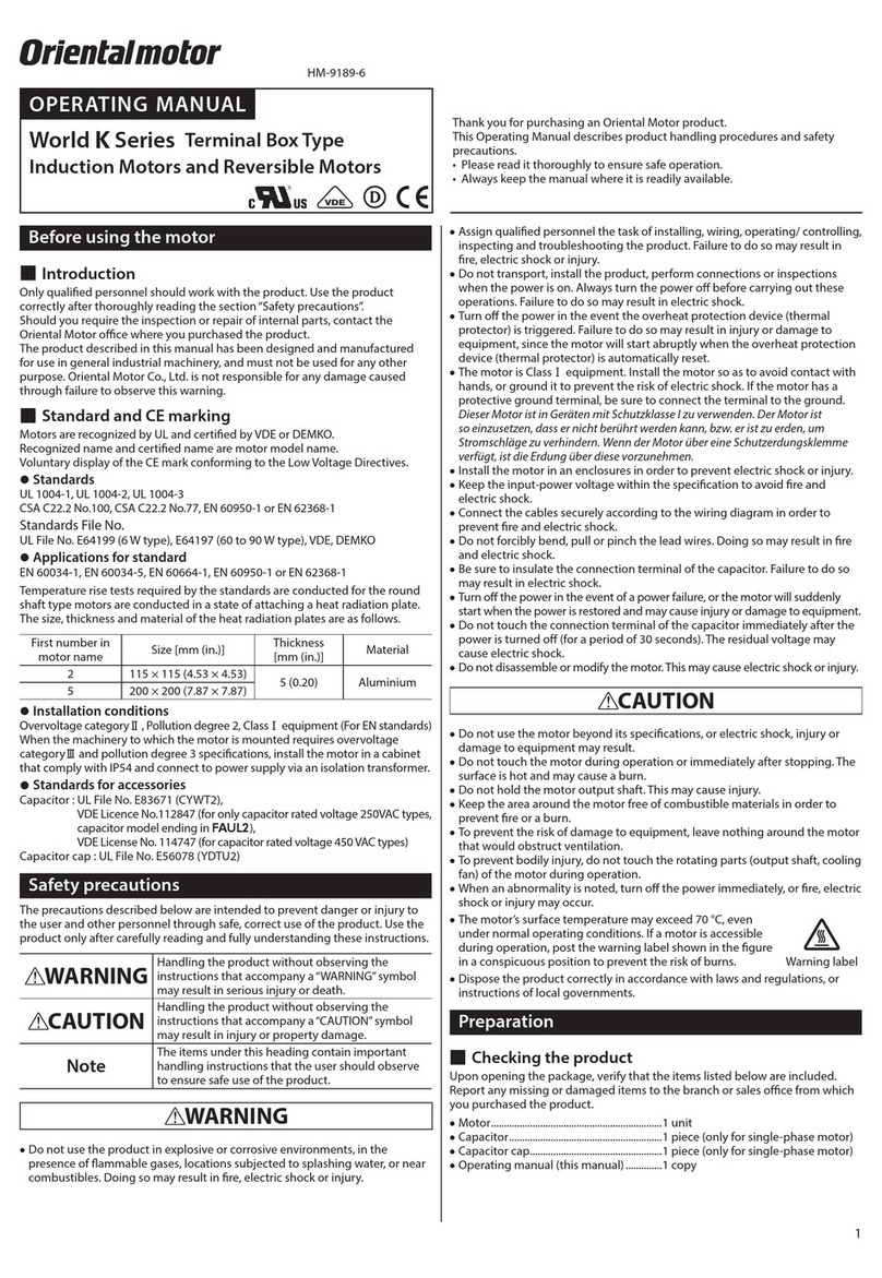 Oriental motor K Series User manual
