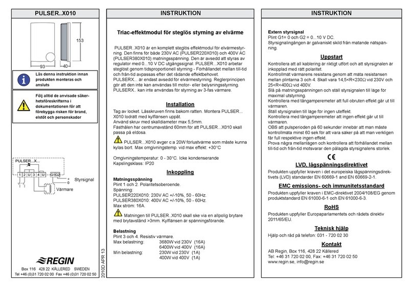 Regin PULSER X010 Series Instruction Regin PULSER X010 Series Instruction