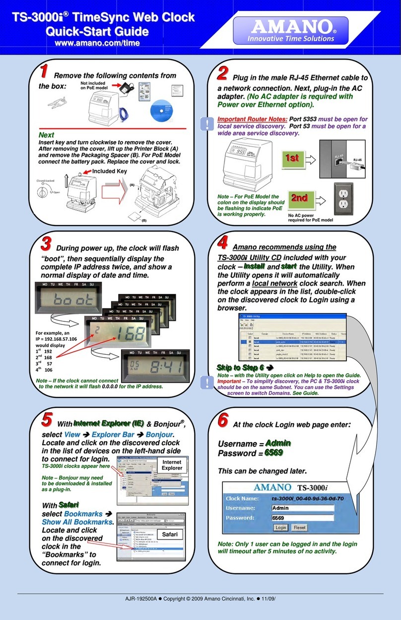 Amano TS-3000i quick start guide