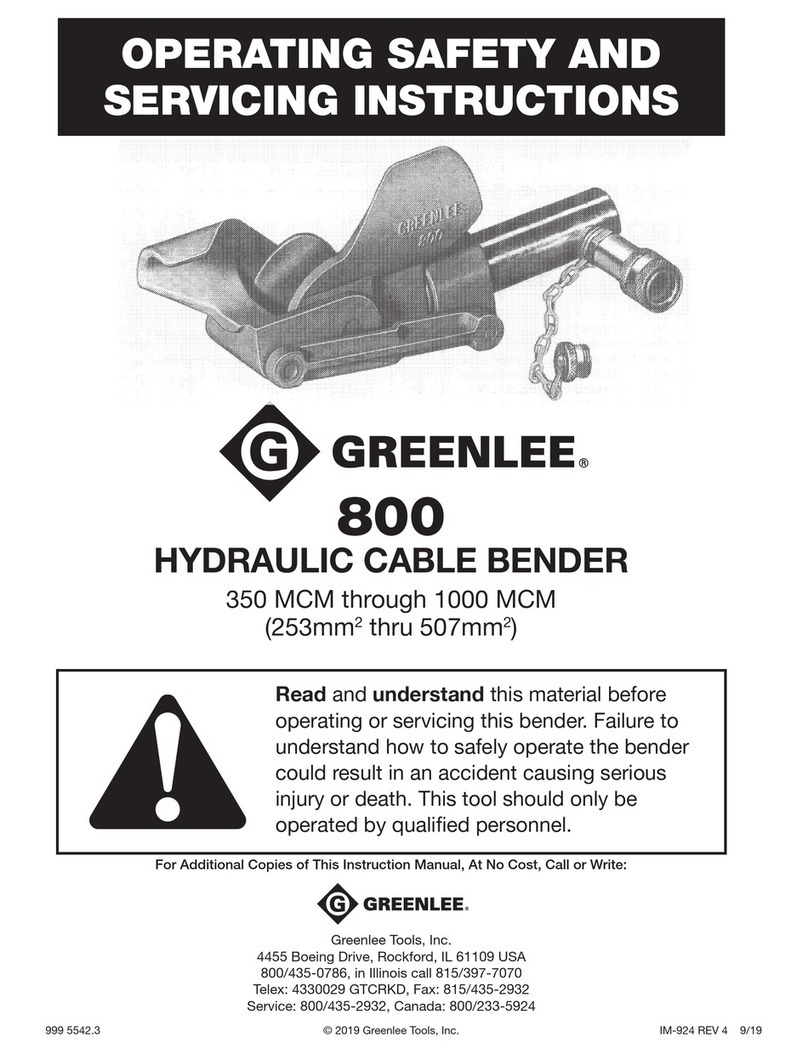 Greenlee 800 OPERATING SAFETY AND SERVICING INSTRUCTIONS