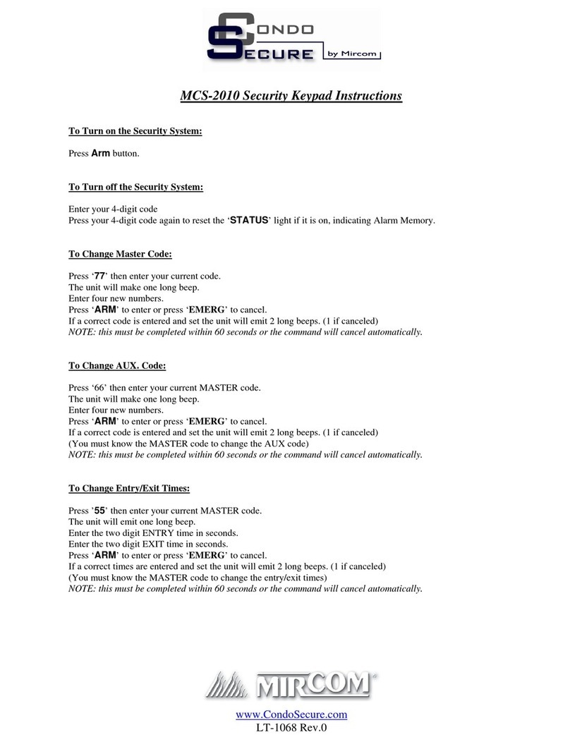 Mircom Condo Secure MCS-2010 instructions