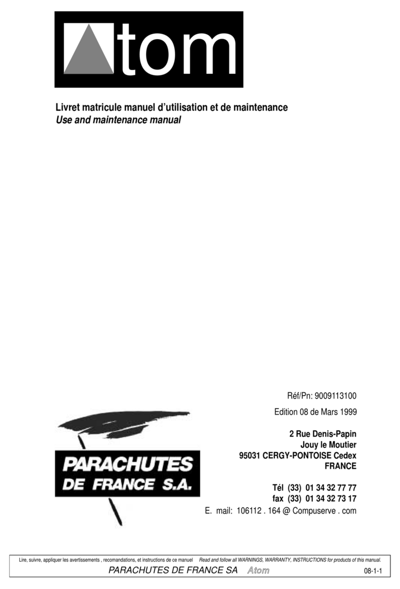 Parachutes de France TOM 9009113100 Use and maintenance manual