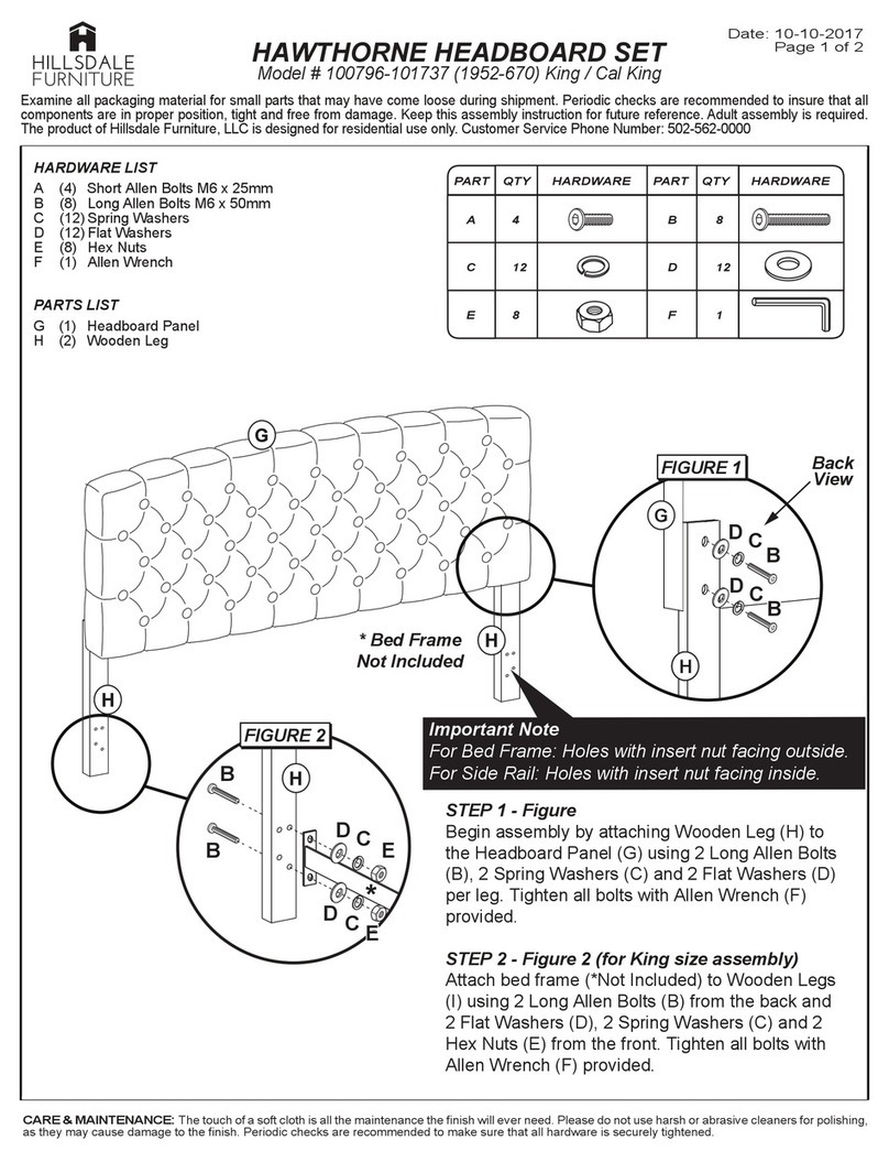 Hillsdale Furniture HAWTHORNE HEADBOARD SET 100796-101737 Guide Hillsdale Furniture HAWTHORNE HEADBOARD SET 100796-101737 Guide