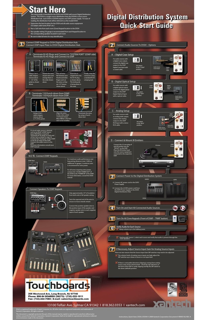 Xantech D5SH quick start guide