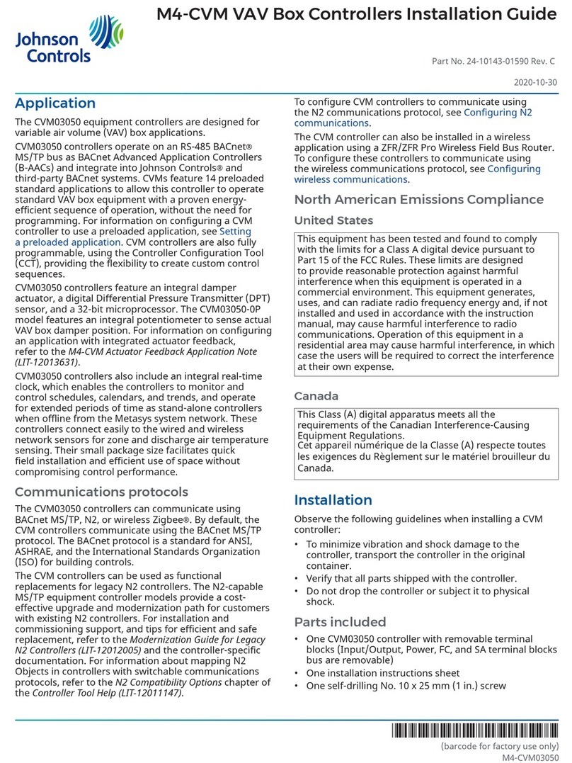 Johnson Controls CVM03050 User manual