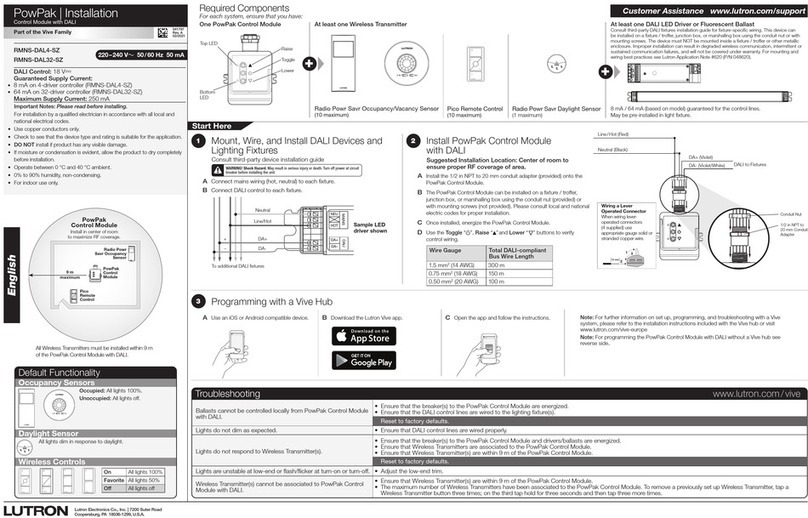 Lutron Electronics Vive PowPak User manual