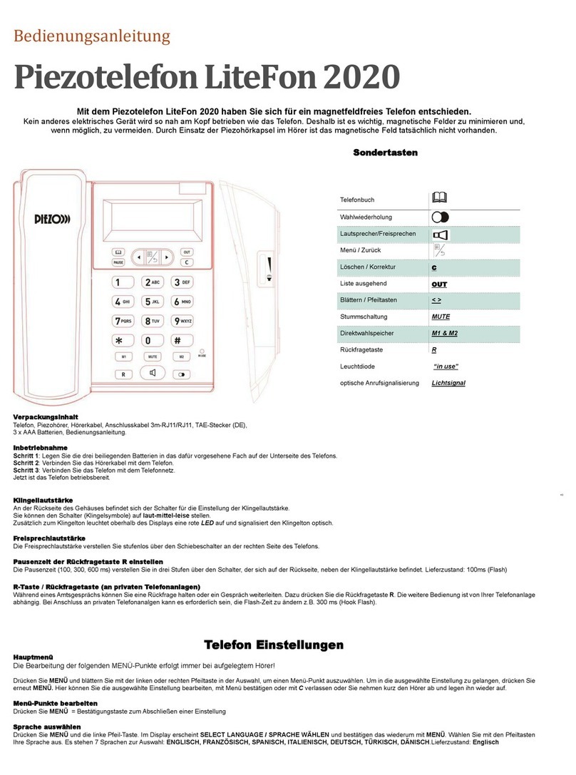 Friedrich Reiner Telekommunikation Piezo LiteFon 2020 user manual