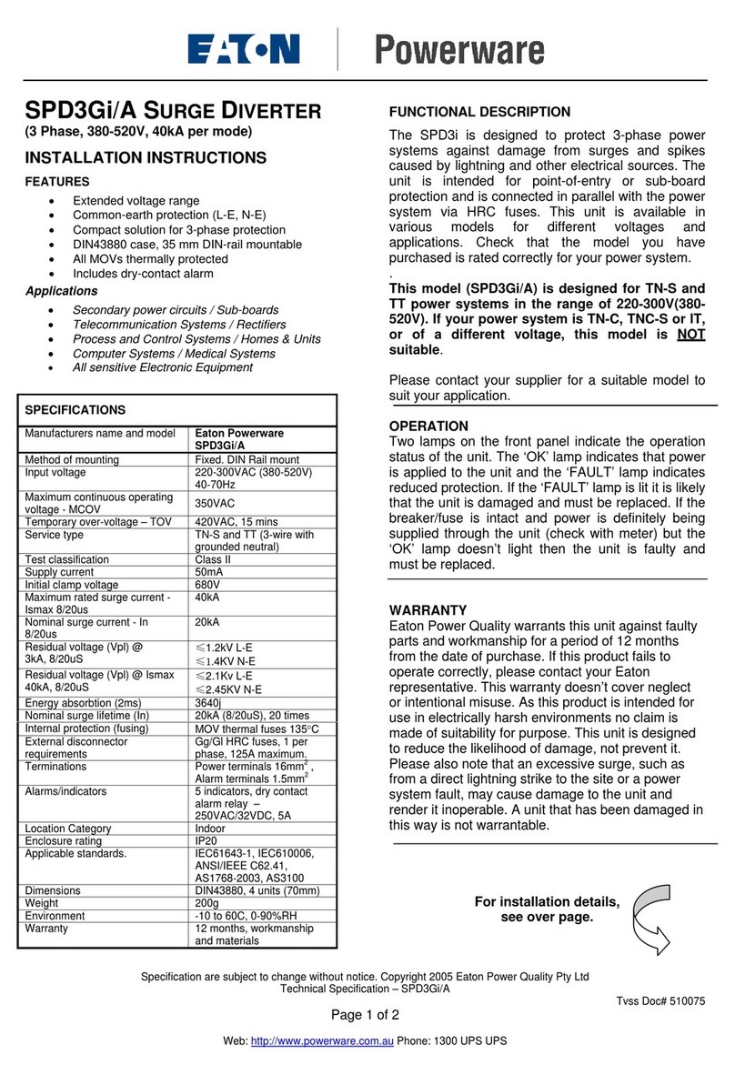Eaton Powerware SPD3Gi/A installation instructions Eaton Powerware SPD3Gi/A installation instructions