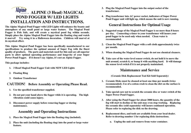Alpine MAGICAL POND FOGGER Installation and instructions