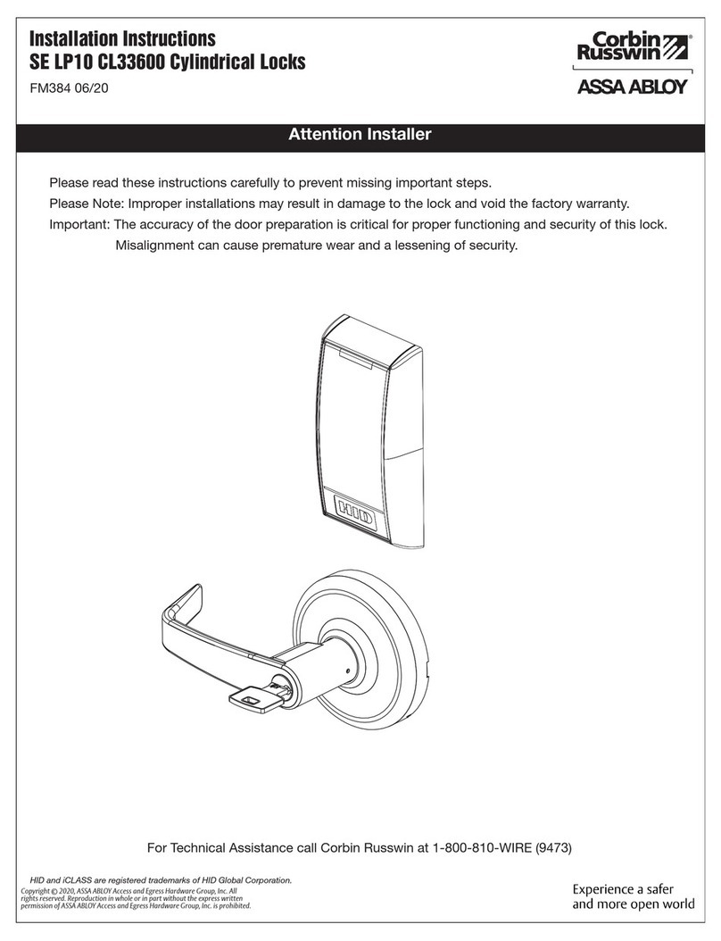 Assa Abloy Corbin Russwin SE LP10 CL3360 User manual