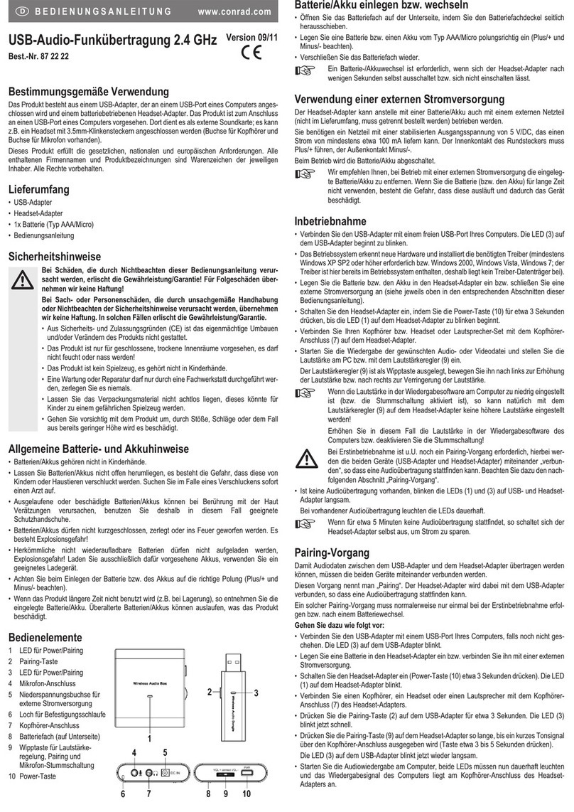 Conrad 87 22 22 User manual