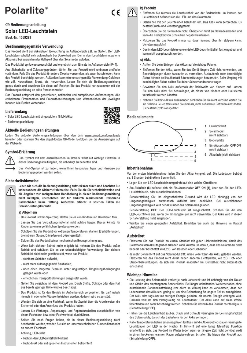 Polarlite 1559289 operating instructions