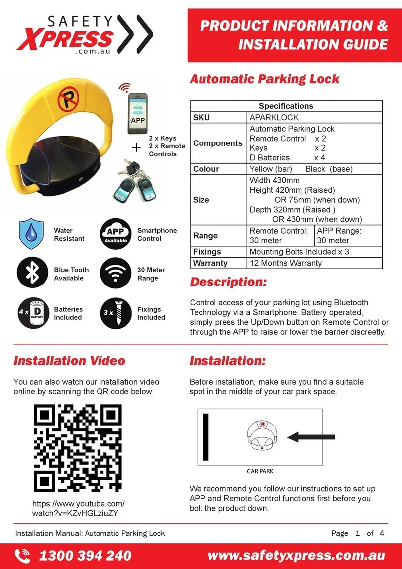 Safety Xpress APARKLOCK PRODUCT INFORMATION & INSTALLATION GUIDE