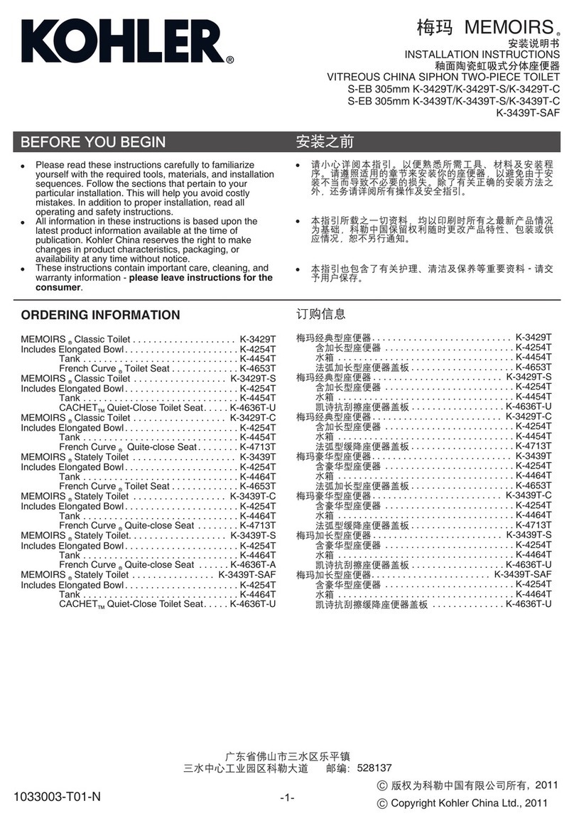 Kohler MEMOIRS K-3429T User manual