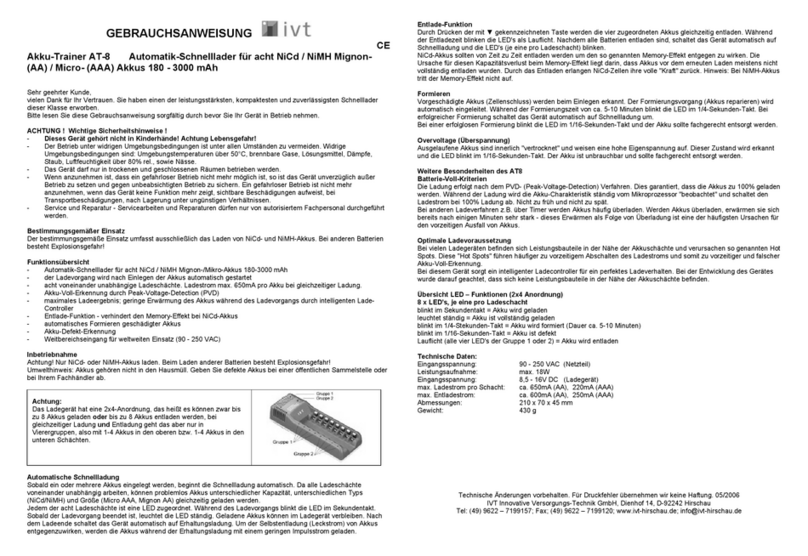 IVT Accu-Trainer AT-8 operating instructions