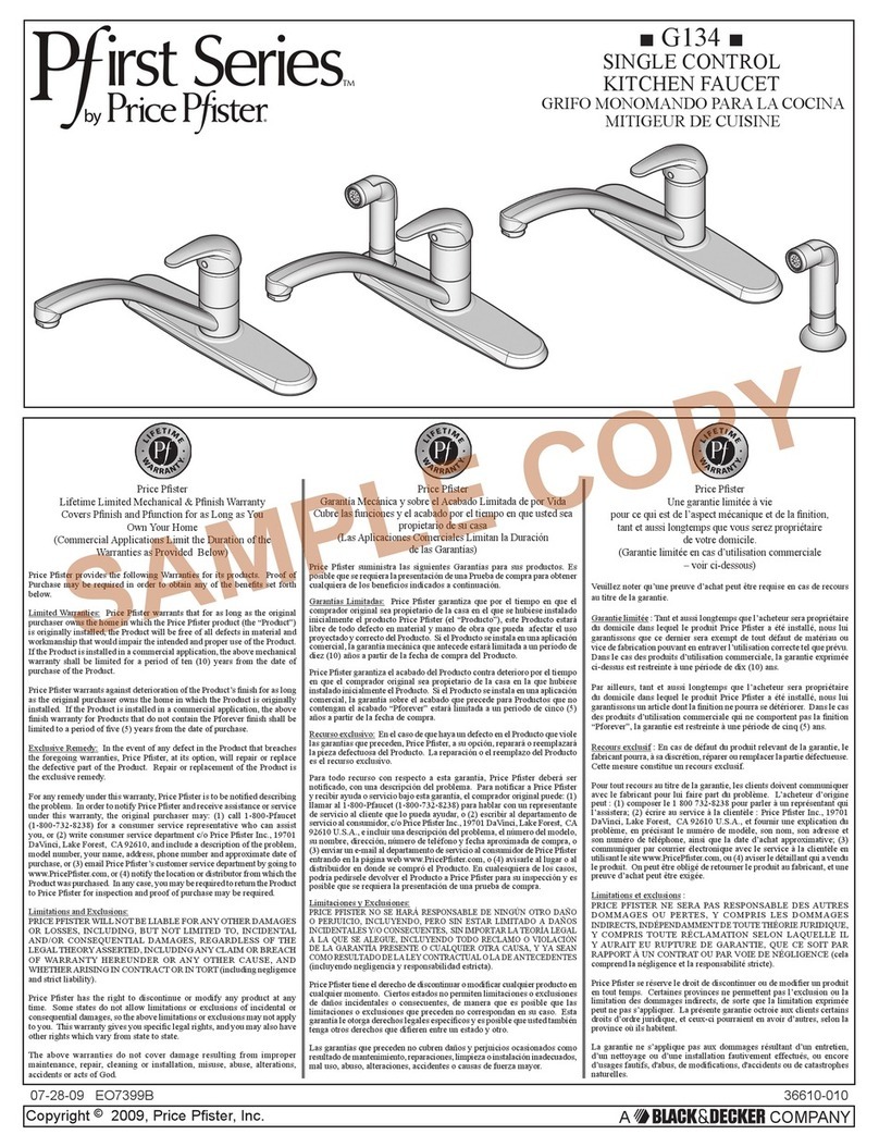 Black & Decker Price Pfister Pfirst G134 installation instructions