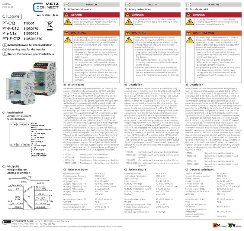 Metz Connect C Logline PT-C12 Mounting Note for the installer