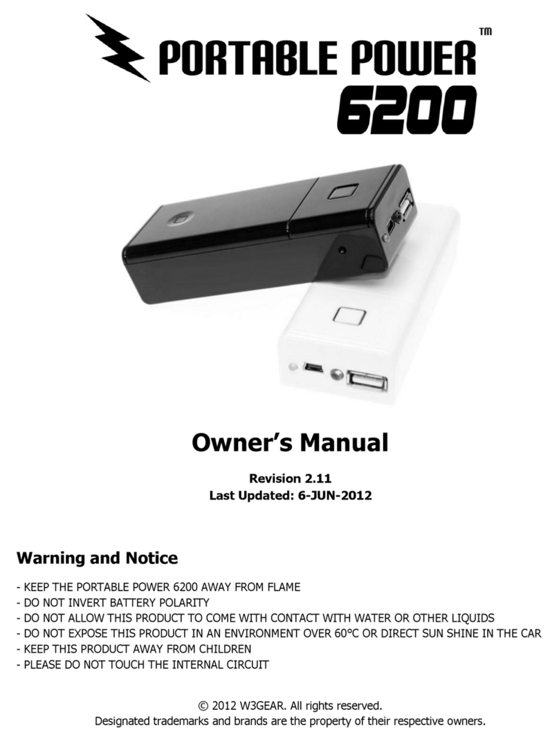 W3 Gear PORTABLE POWER 6200 User manual