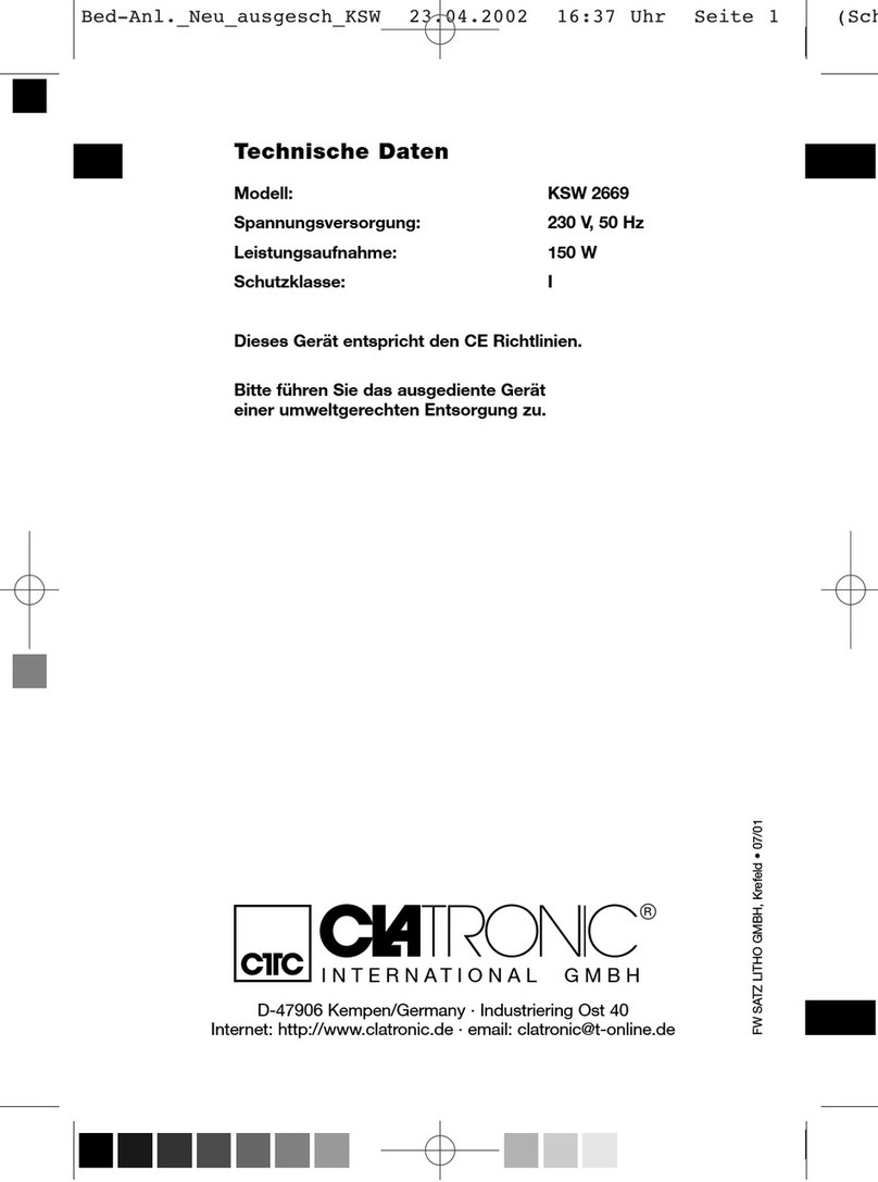 CTC Union Clatronic KSW 2669 Instruction manual & guarantee