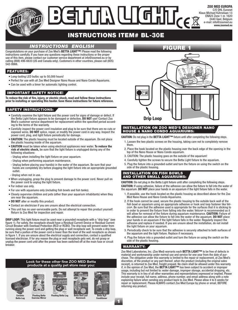 Zoo Med BETTA LIGHT BL-30E instructions