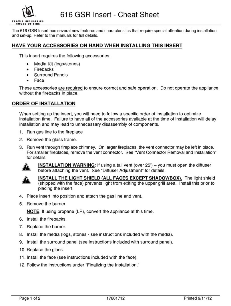 Travis Industries 616 GSR Insert User manual Travis Industries 616 GSR Insert User manual