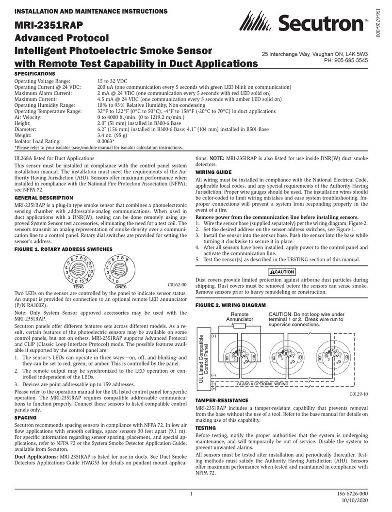 Secutron MRI-2351RAP Installation and maintenance instructions Secutron MRI-2351RAP Installation and maintenance instructions
