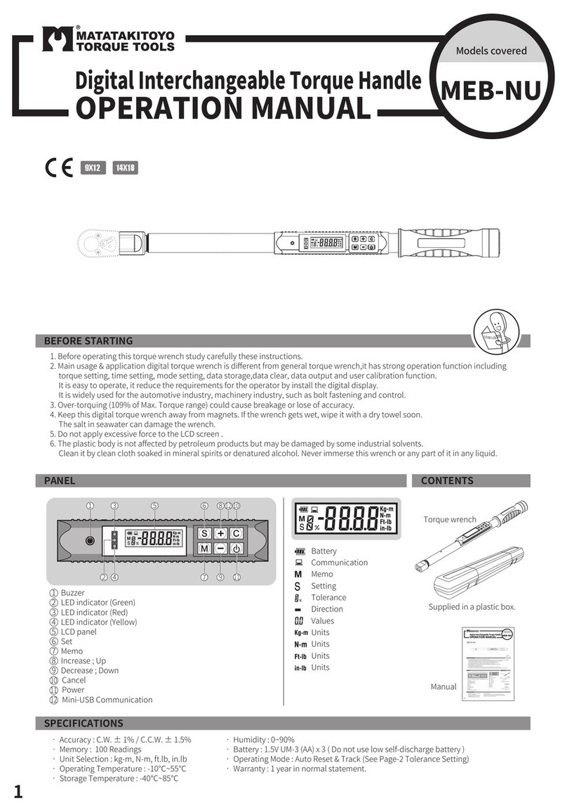 Matatakitoyo Torque Tools MEB-NU Operation manual