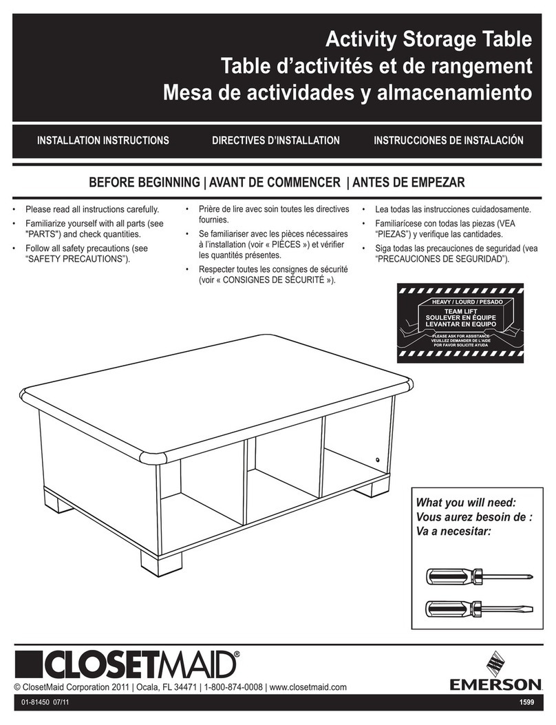 Emerson ClosetMaid Activity Storage Table User manual