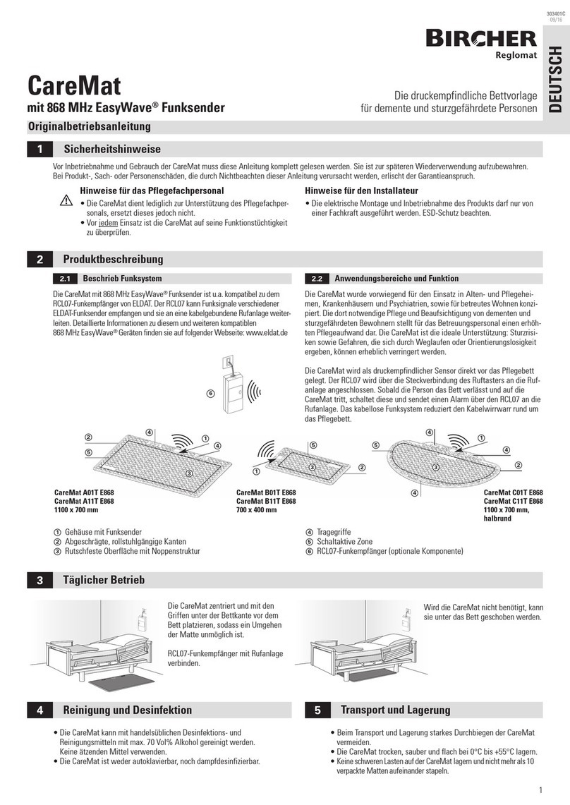 Bircher Reglomat CareMat A01T E868 quick start guide