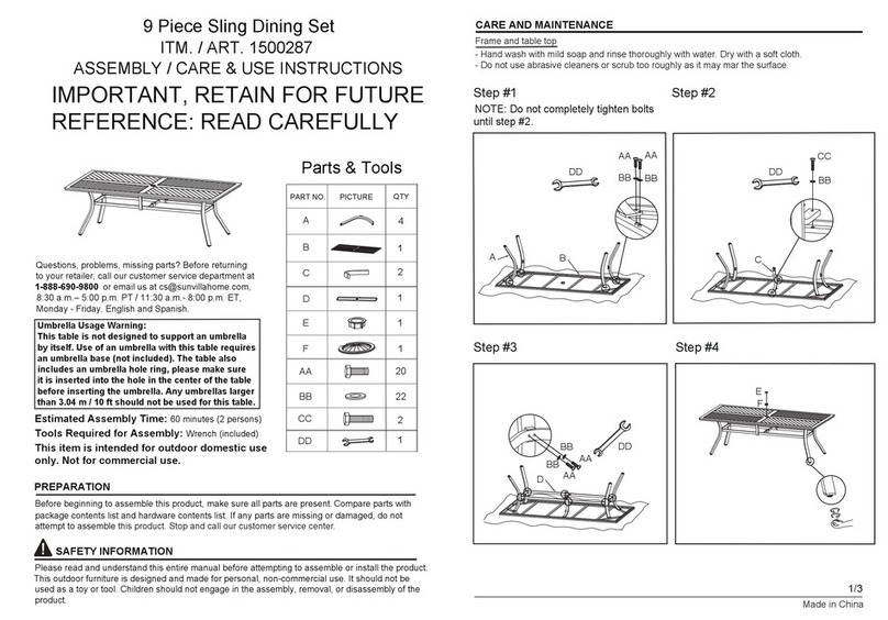 SUNVILLA Beaumont Assembly / care & use instructions