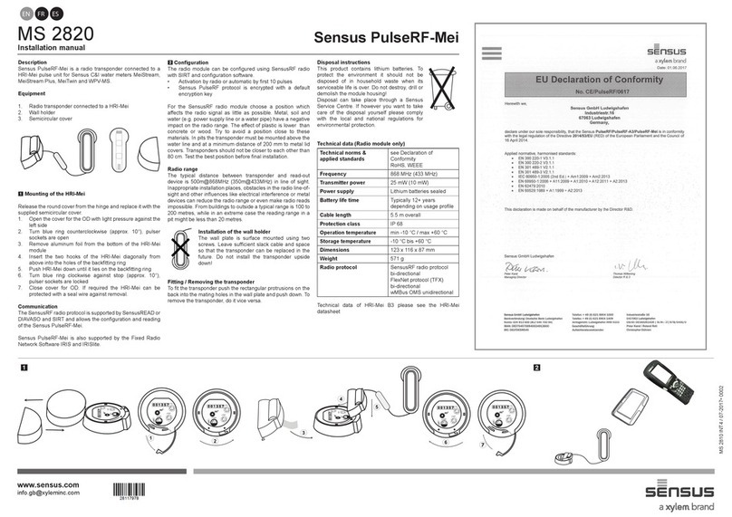 Sensus PulseRF-Mei MS 2820 User manual