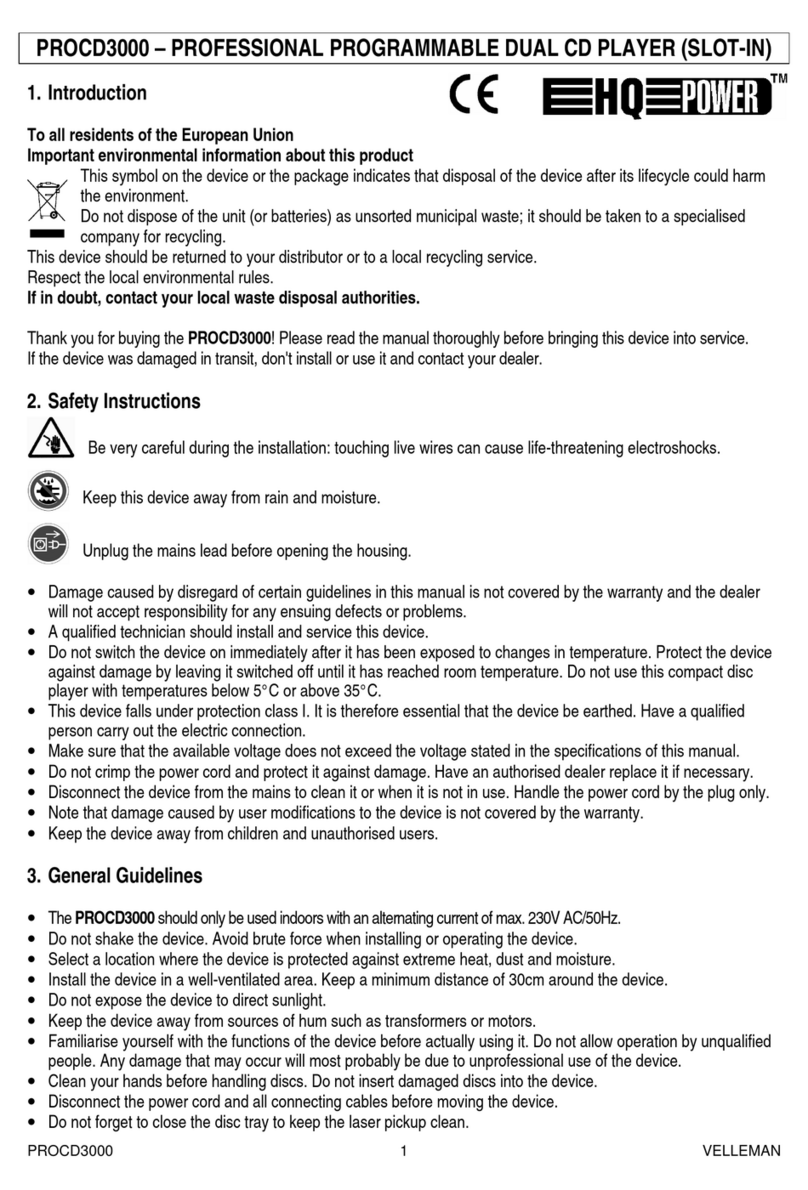 Velleman HQ-Power PROCD3000 manual