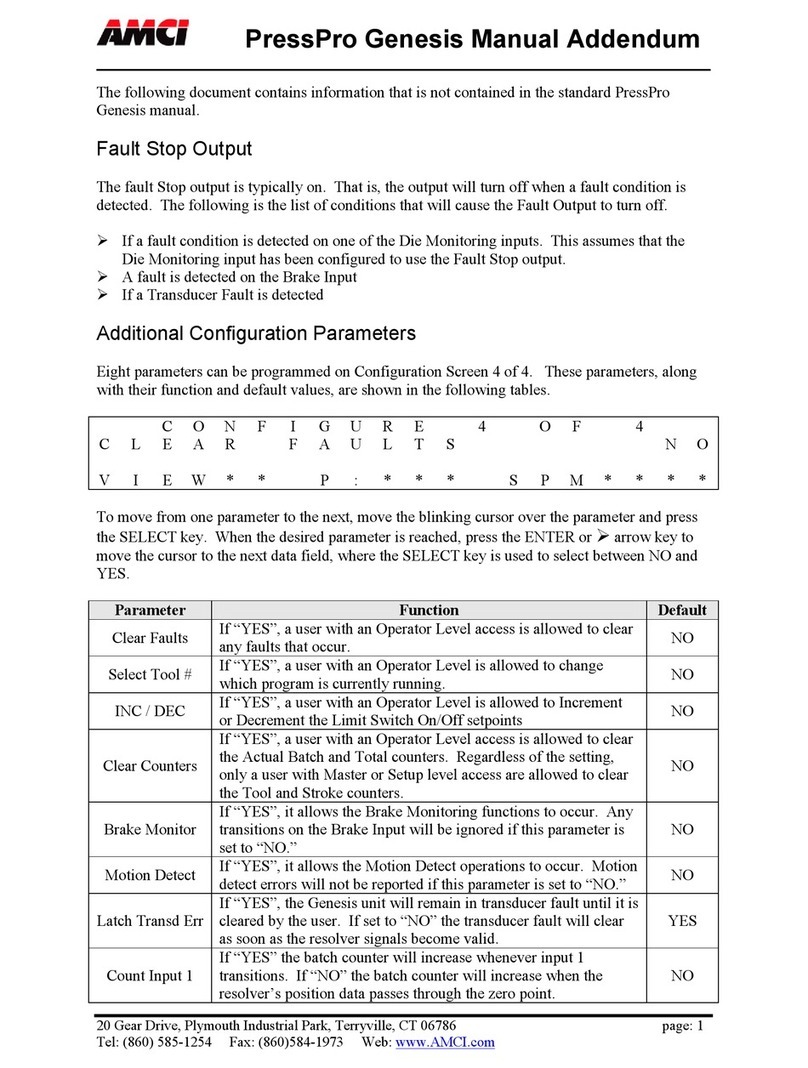 AMCI PressPro Genesis Manual addendum