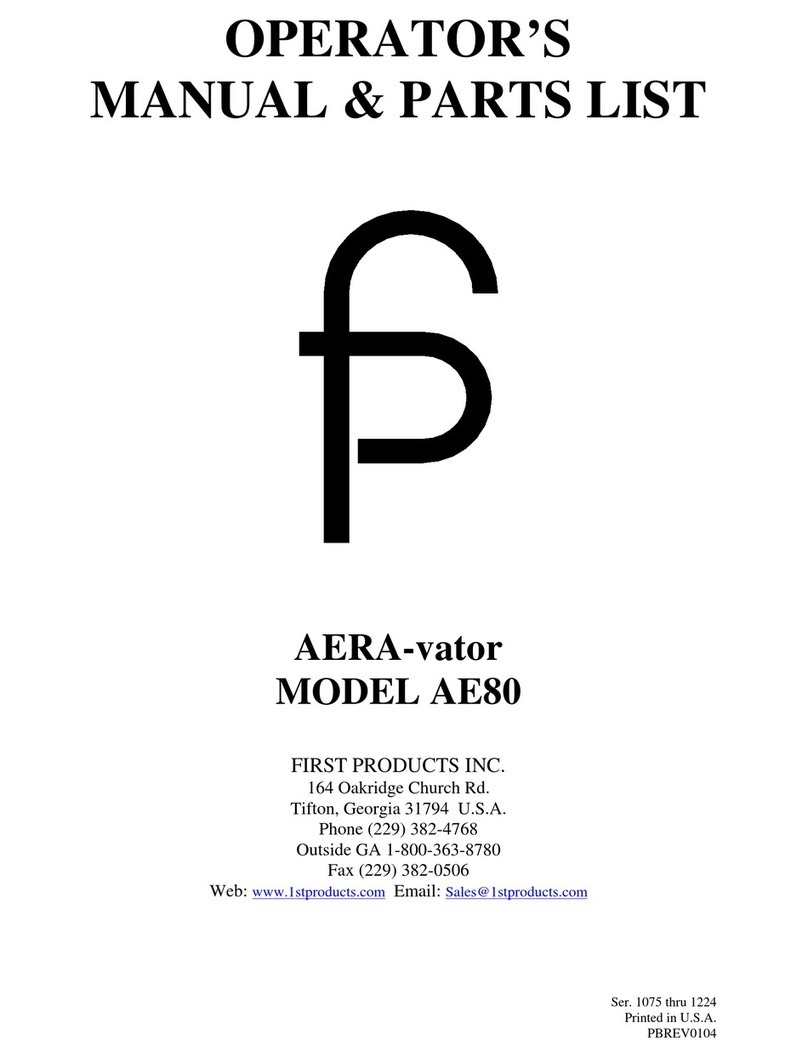 First Products AERA-vator AE80 Installation and operation manual