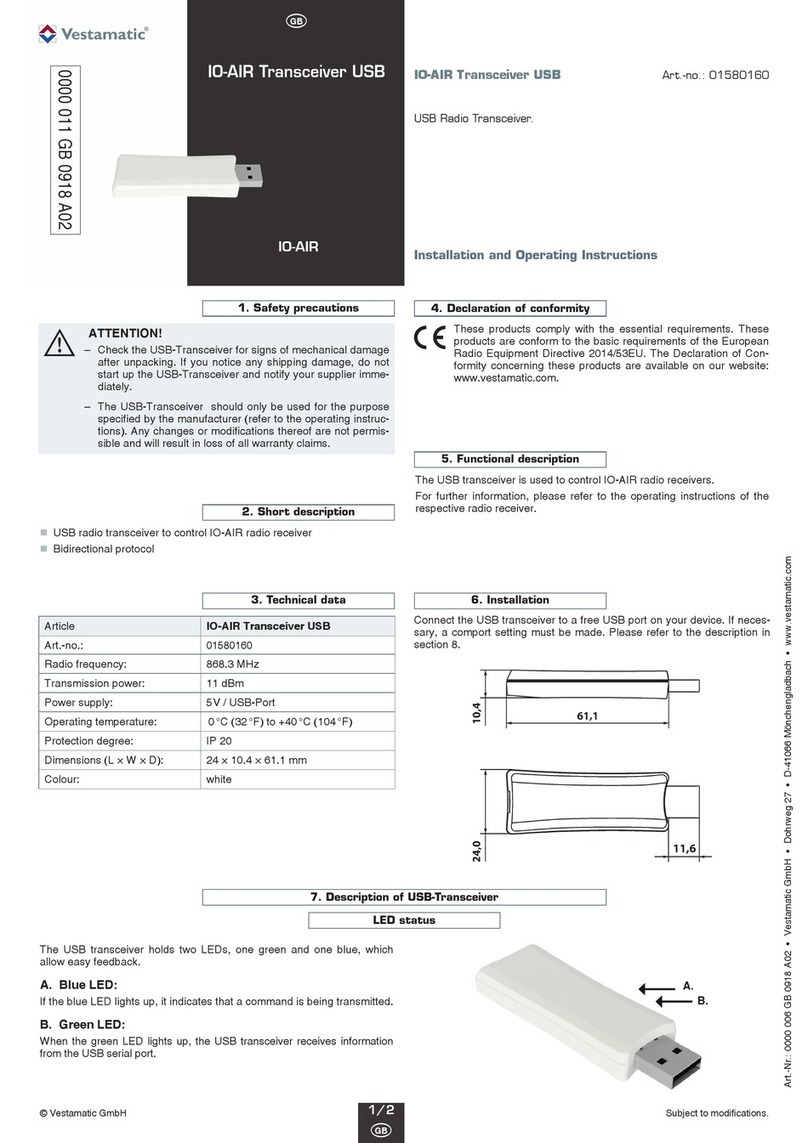 Vestamatic IO-AIR Installation and operating instructions