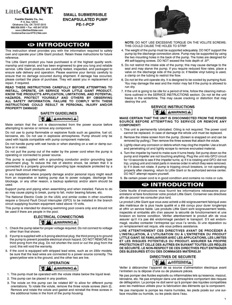 Franklin Electric Little Giant PE-1-PCP User manual