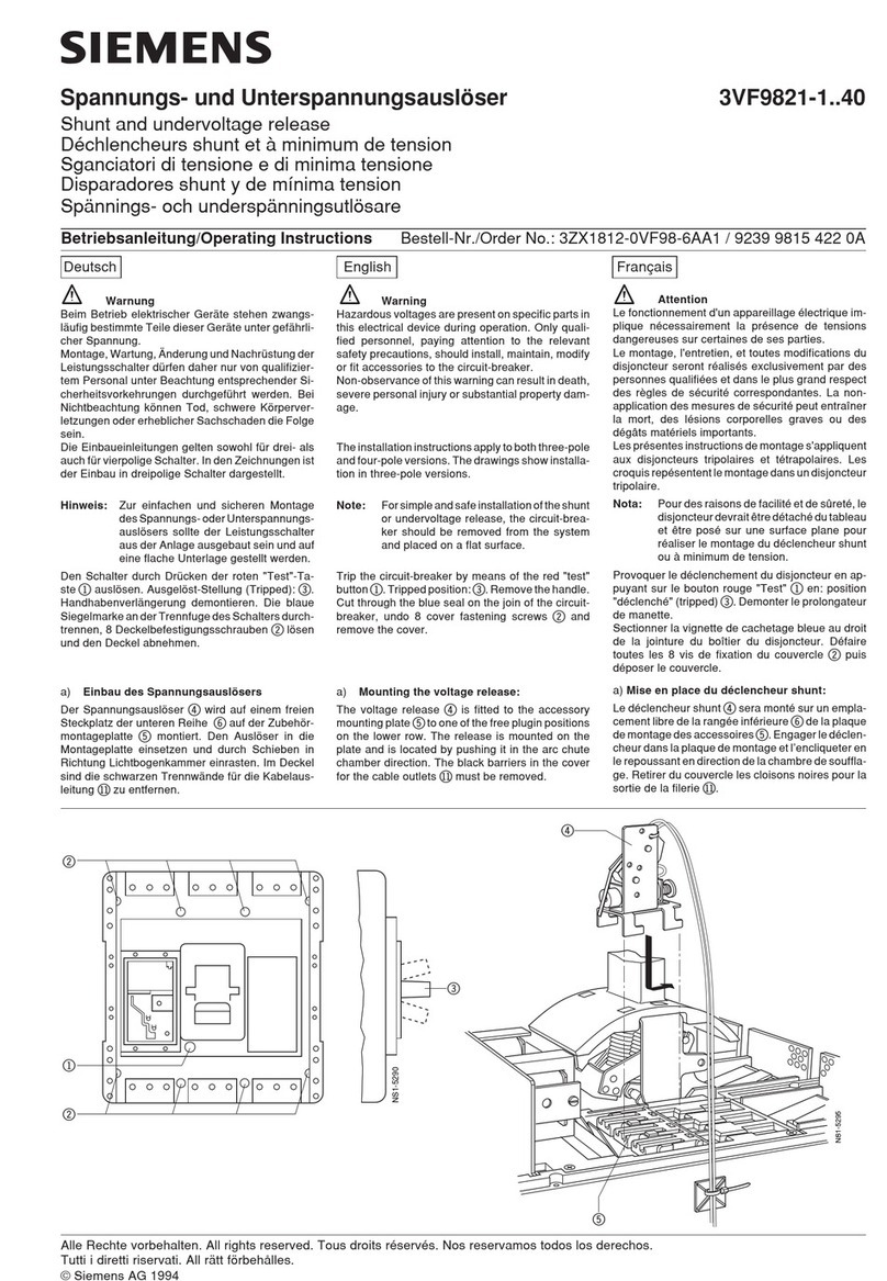 Siemens 3VF9821-1 40 Series User manual