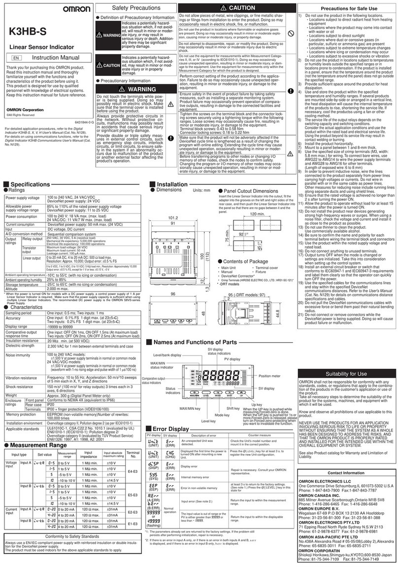 Omron K3HB-S instruction manual