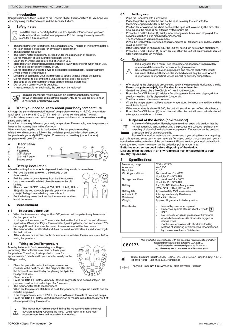 Topcom Digital Thermometer 100 user guide