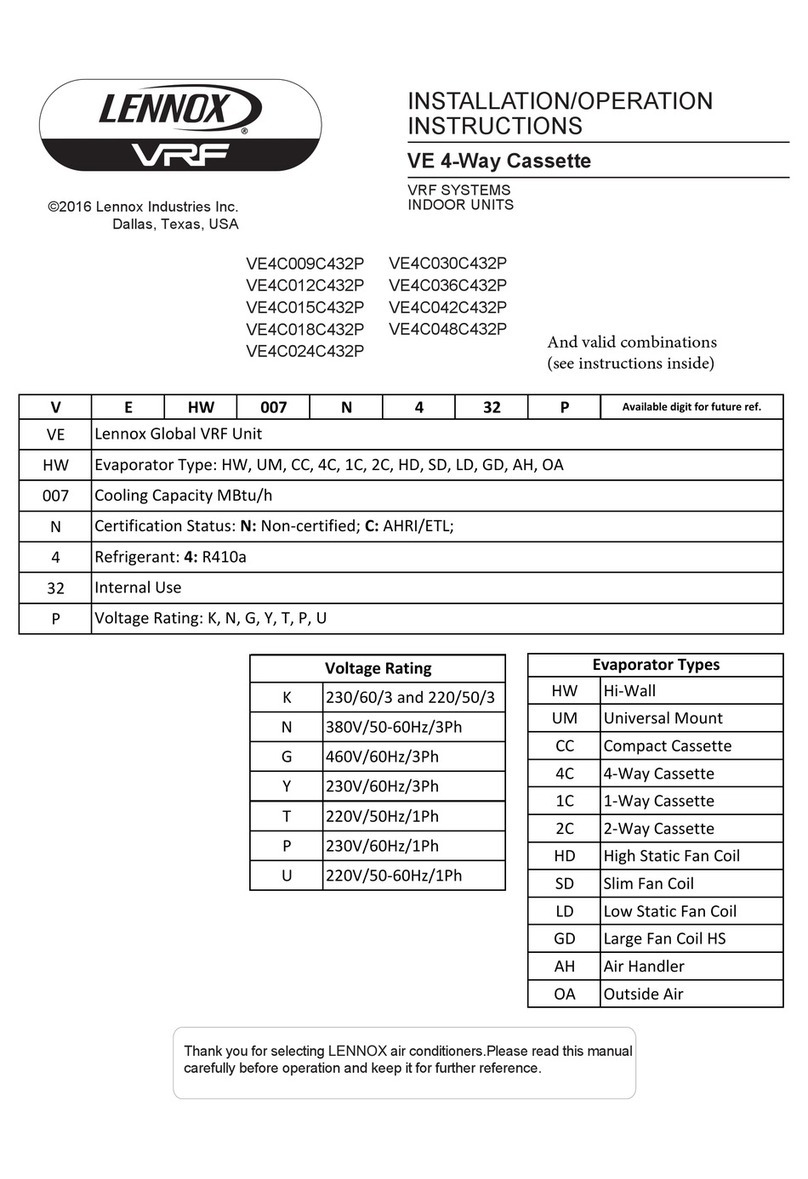 Lennox VE4C007C432P User manual