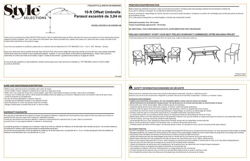 Style selections UXM00814B User manual