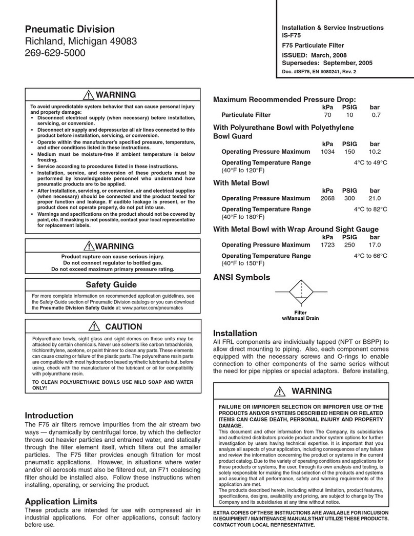 Pneumatic Division IS-F75 Installation & service instructions Pneumatic Division IS-F75 Installation & service instructions