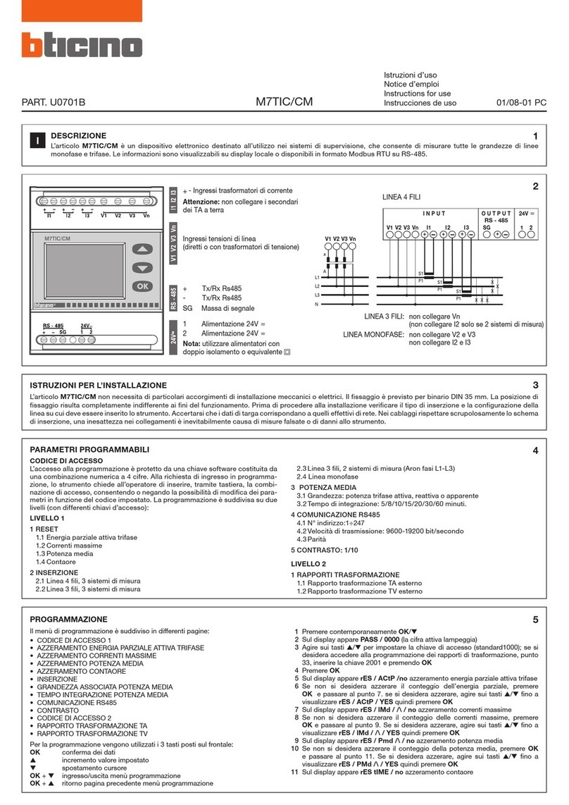 Bticino M7TIC/CM Instructions for use