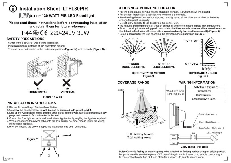 TLC Electrical Supplies LEDlite LTFL30PIR Installation sheet