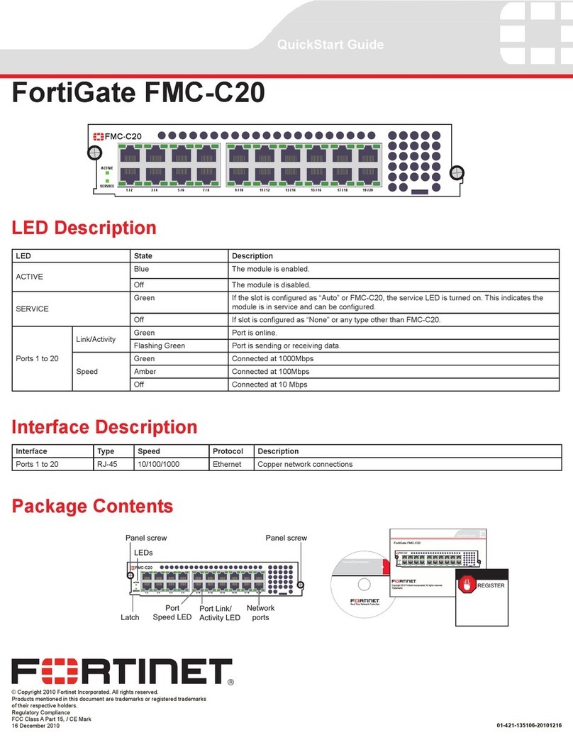 Fortinet FortiGate FMC-C20 quick start guide Fortinet FortiGate FMC-C20 quick start guide