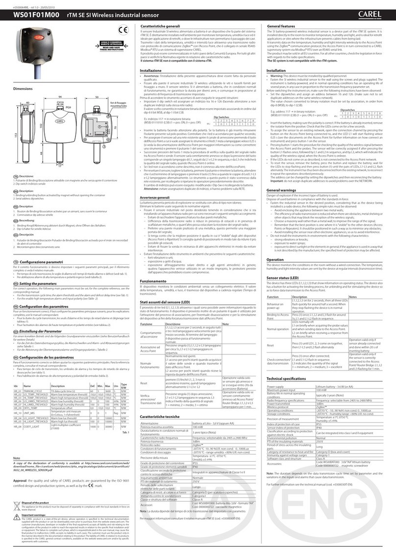 Carel WS01F01M00 User manual