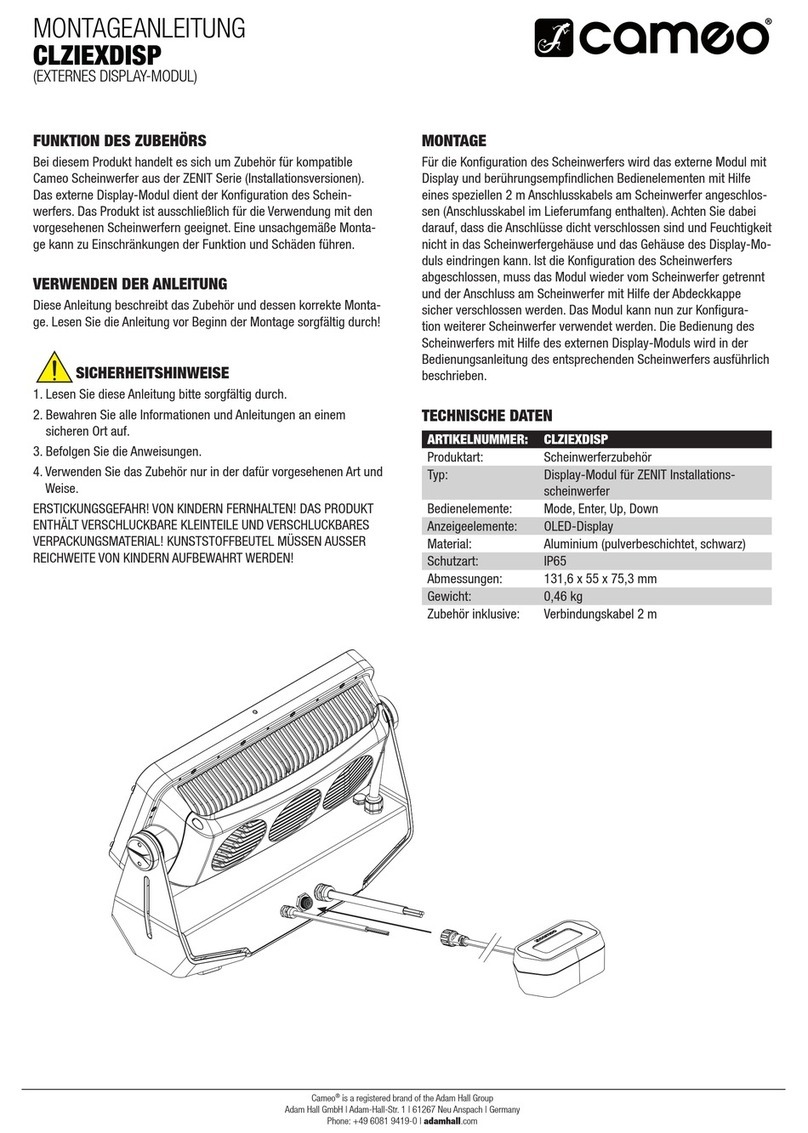 Cameo CLZIEXDISP User manual