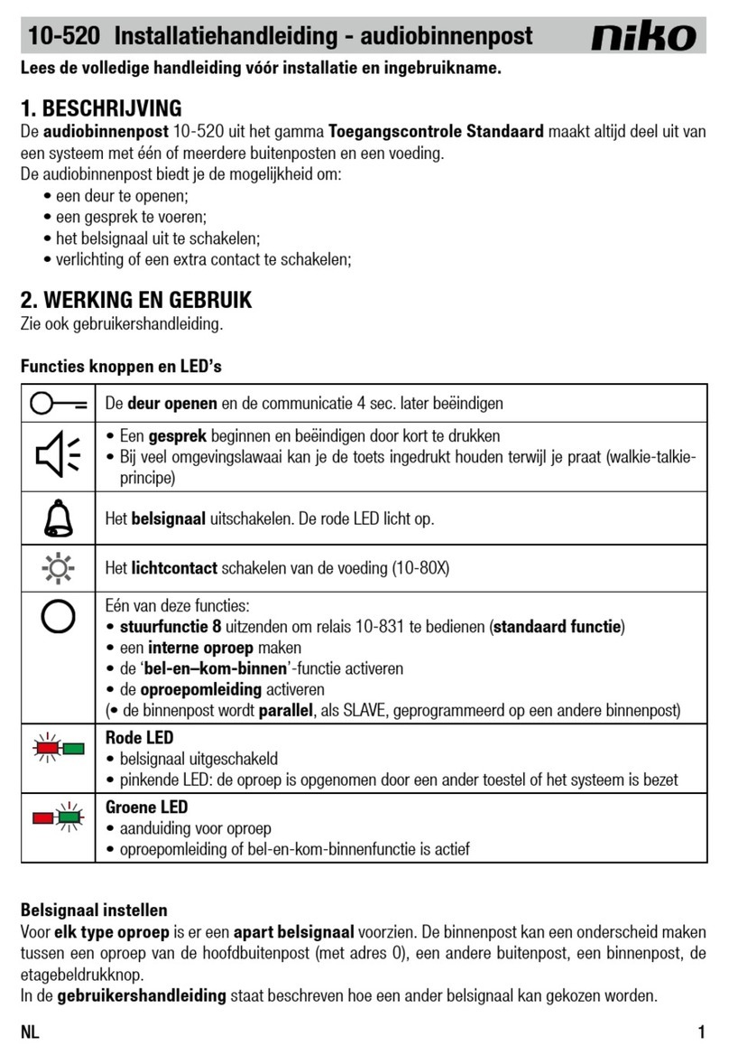 Niko Access Control Standard 10-520 manual