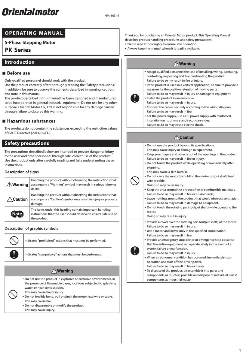 Oriental motor PK Series operating manual